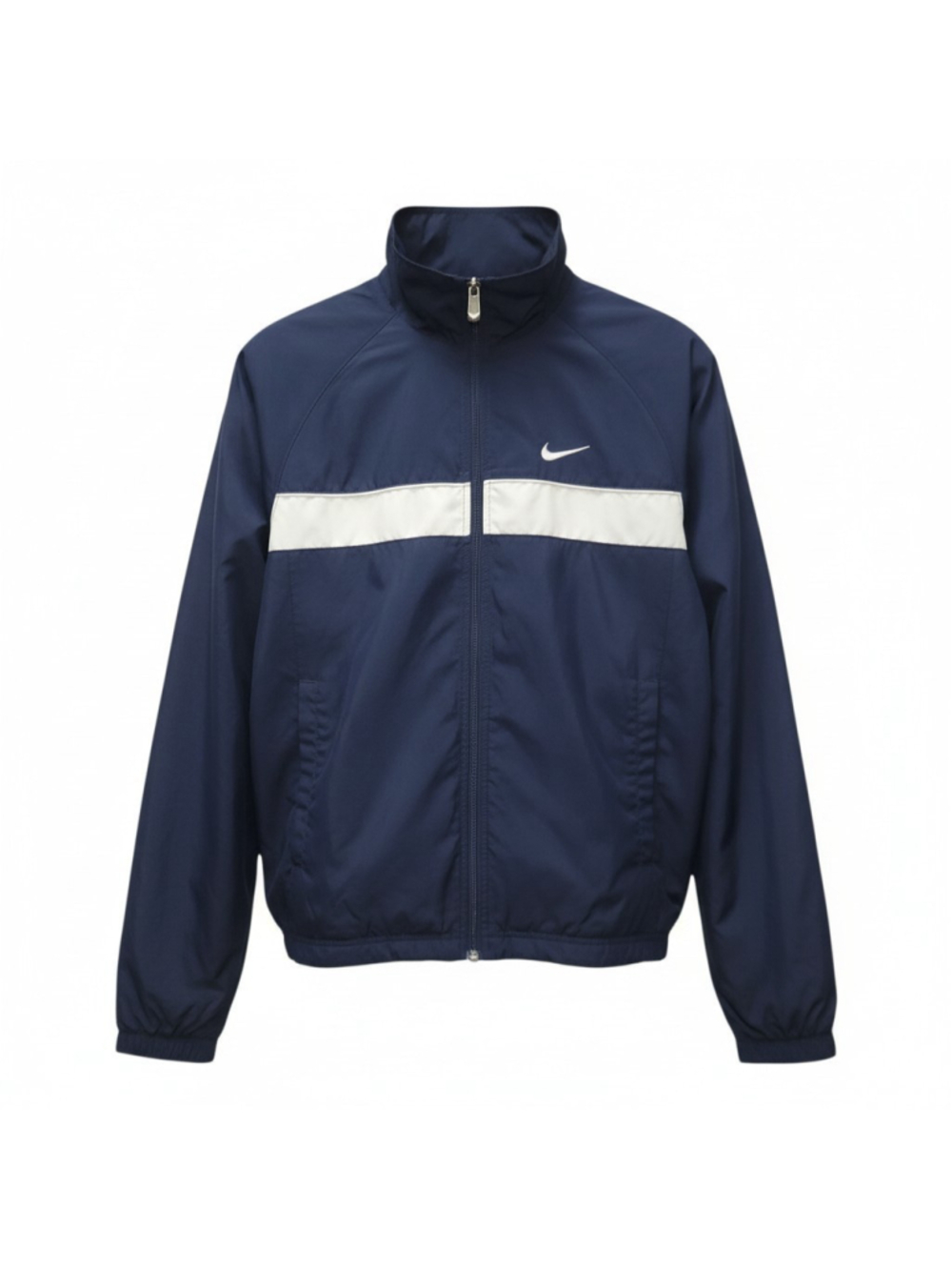 Nike Men's Full-Zip Mesh Lined Windbreaker Jacket Vented Blue White Size Small